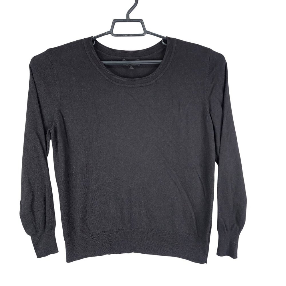 Womens Black Worthington Sweater Round Neck Long Sleeve Cotton Blend Size XL